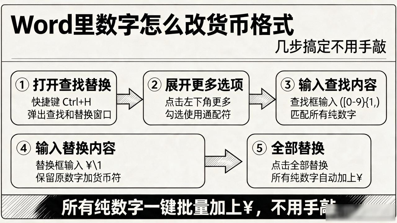 word数字怎么搞成货币格式_Word查找替换通配符_文档数字转货币格式