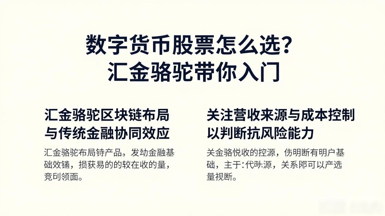 数字货币股票怎么选？汇金骆驼带你入门