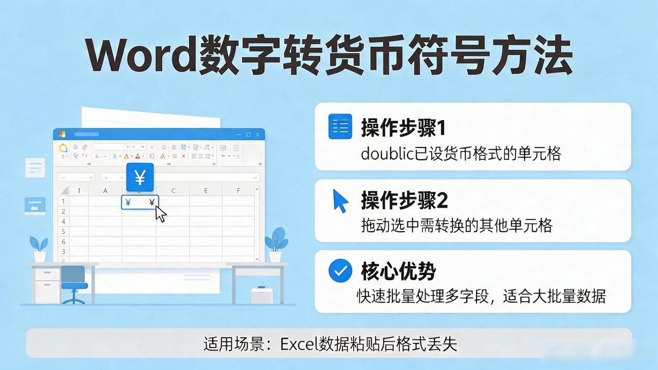 Word里数字变货币符号的简单方法
