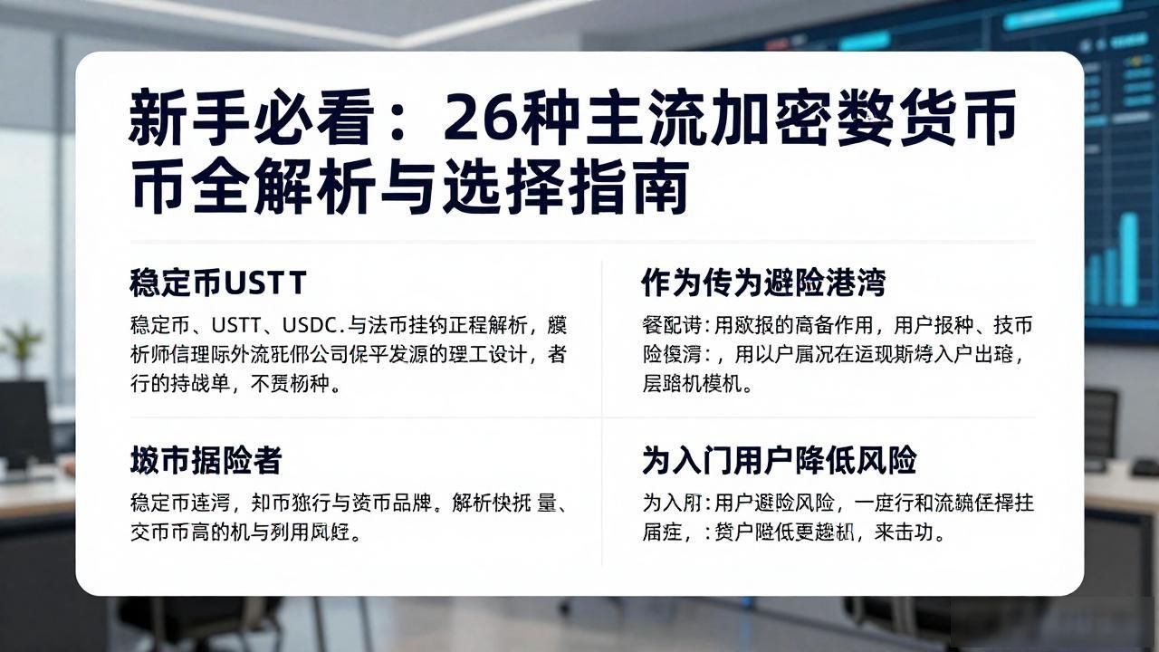 新手必看：26种主流加密数字货币全解析与选择指南
