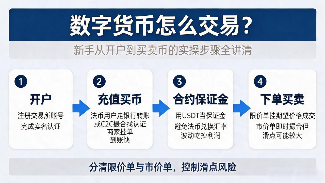 数字货币怎么交易？新手从开户到买卖币的实操步骤全讲清