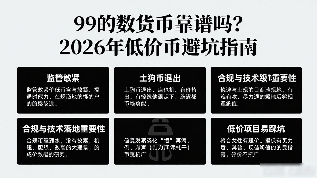 99的数字货币靠谱吗？2026年低价币避坑指南
