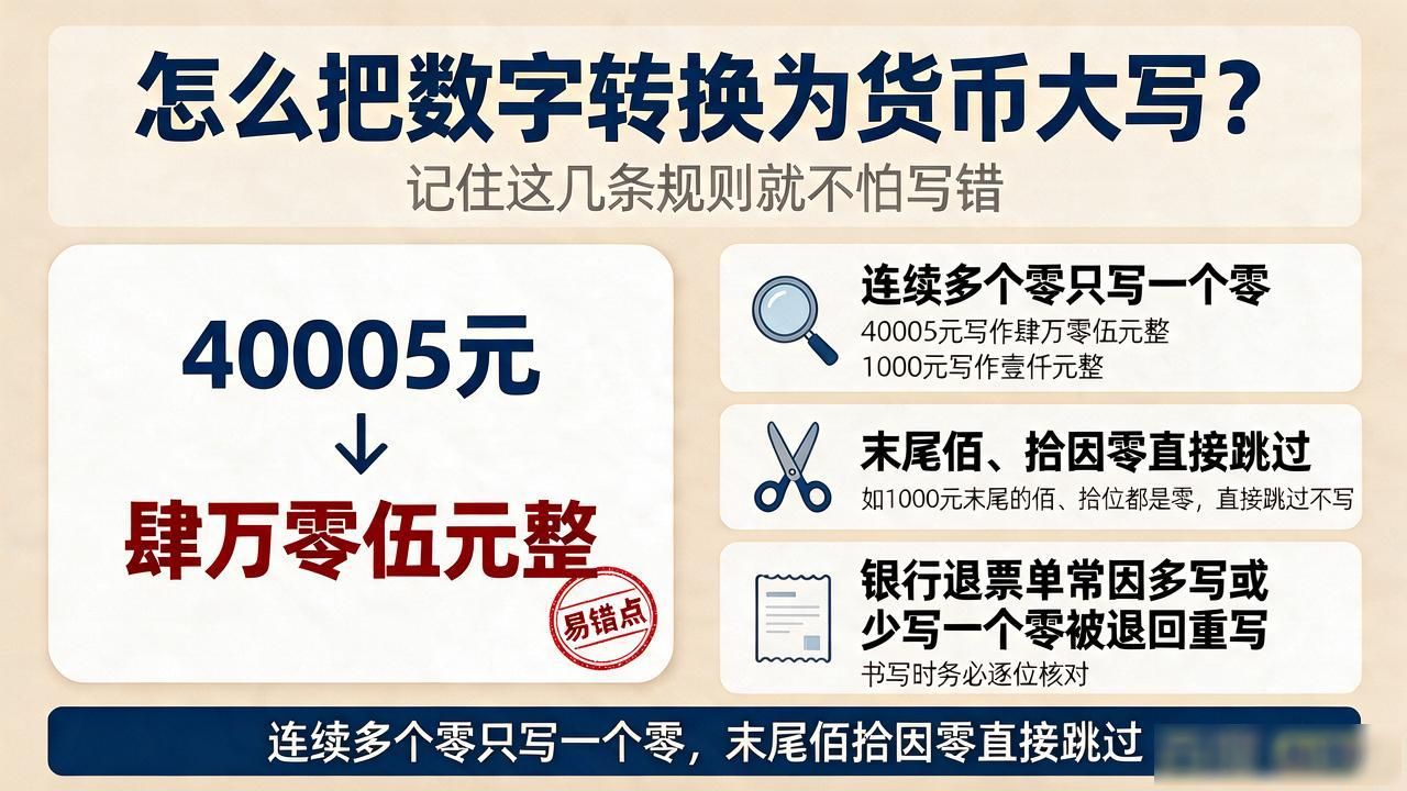 怎么把数字转换为货币大写？记住这几条规则就不怕写错