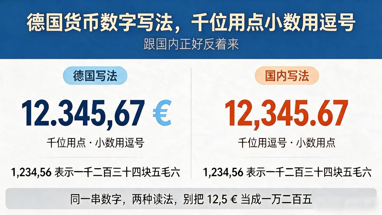 德国货币数字写法，千位用点小数用逗号，跟国内正好反着来
